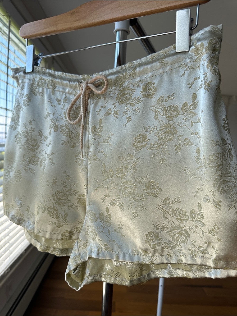 Victoria's Secret Cream Satin Floral Sleep Shorts